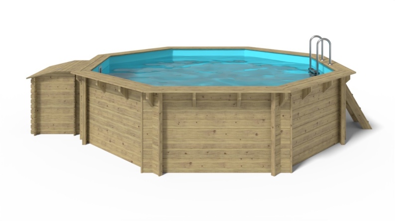 Holzpool 4.71x4.72 - H.1.2 m - mit Filtration und Schrank für Zubehör