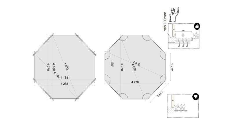 Holzpool 4.71x4.72 - H.1.2 m - mit Filtration und Schrank für Zubehör