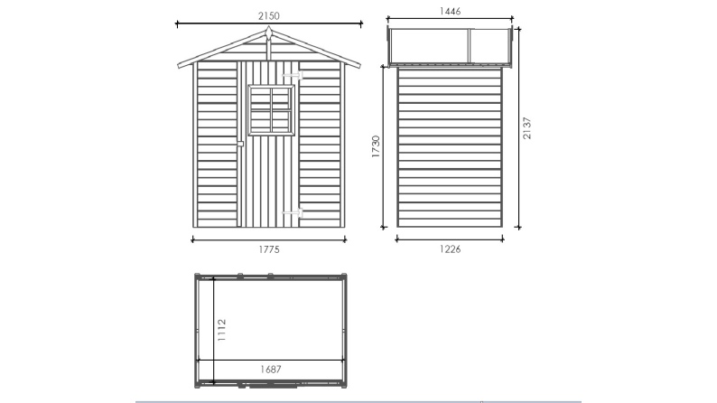Gartenhaus, Gerätehaus 2.17m2 - 1.77x1.23m - Imprägniert
