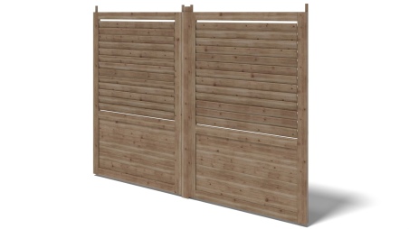 Zaun, Holzlamellenpanel, Set - braun imprägniert