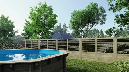 Zaun, Holzlamellenpanel, Set - braun imprägniert