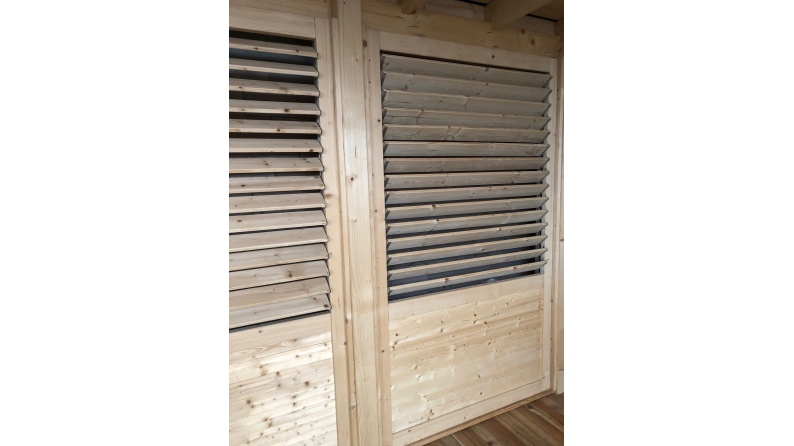 Zaun, Holzlamellenpanel, Set - braun imprägniert