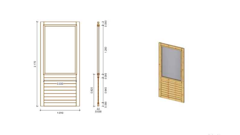 Paneel für Gartenlaube mit Fenster 1,01x2,17m