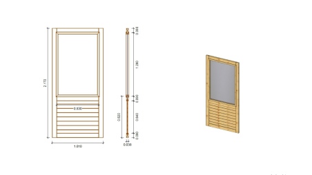 Paneel für Gartenlaube mit Fenster 1,01x2,17m