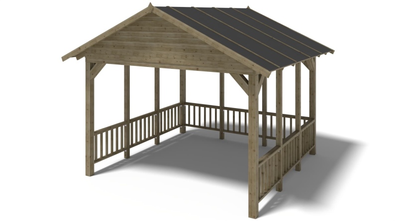 Gartenlaube Gartenpavillon 4.04x4.04m mit Paneelen - Imprägniert