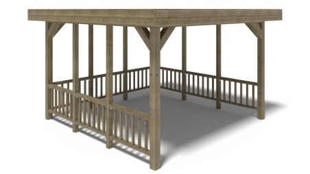 Gartenlaube Gartenpavillon 4.04x4.04m mit Paneelen - Imprägniert