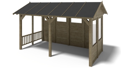 Gartenlaube Gartenpavillon 5x3.06m mit Paneelen - Imprägniert