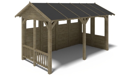 Gartenlaube Gartenpavillon 5x3.06m mit Paneelen - Imprägniert