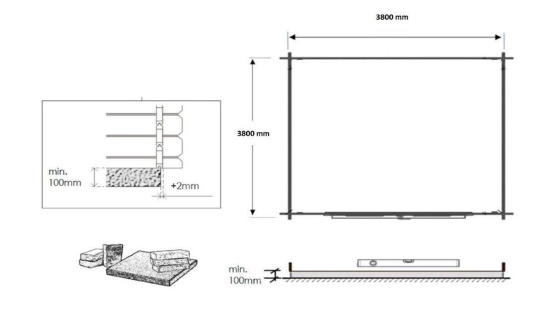 Gartenhaus, Gerätehaus 16m2 - 4x4m - 40mm - Imprägniert