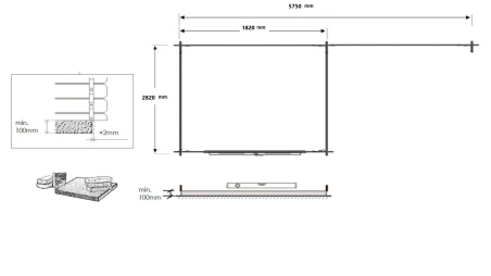 Gartenhaus, Gerätehaus 6m2 - 5.84x3m - 28mm - Imprägniert