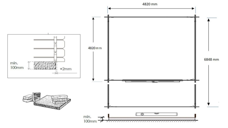 Gartenhaus, Gerätehaus – 5x5 m mit Anbau 5x4.76 m - 35 m²