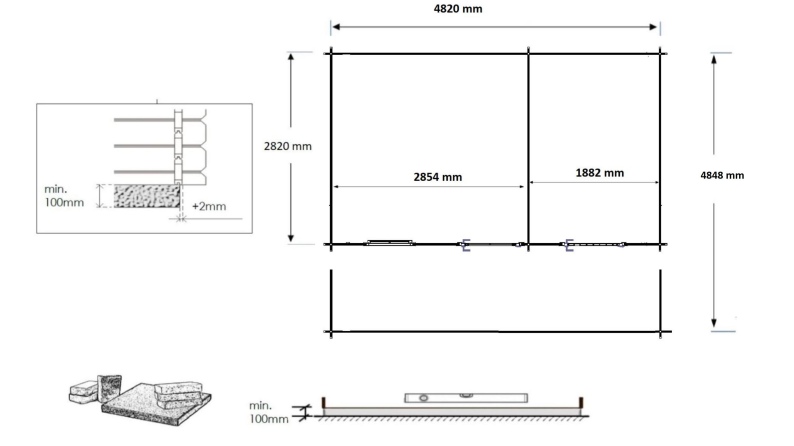 Gartenhaus, Gerätehaus – 5x3 m mit Anbau 5x2.76 m - 35 m²