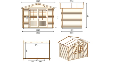 Gartenhaus, Gerätehaus – 3x2 m mit Anbau 3x1.76 m - 15 m²
