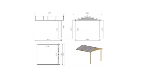 Gartenhaus, Gerätehaus – 3x2 m mit Anbau 3x1.76 m - 15 m²