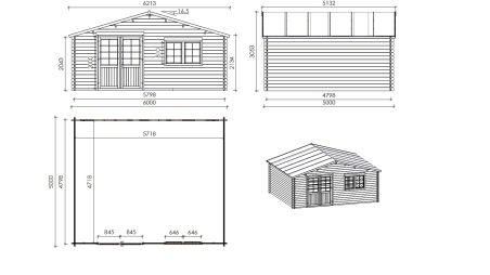 Gartenhaus, Gerätehaus 30m2 - 6x5m - 40mm