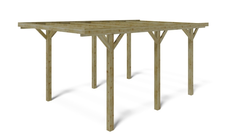 Carport Garagendach 3.04x5.12 m - 15.56 m2