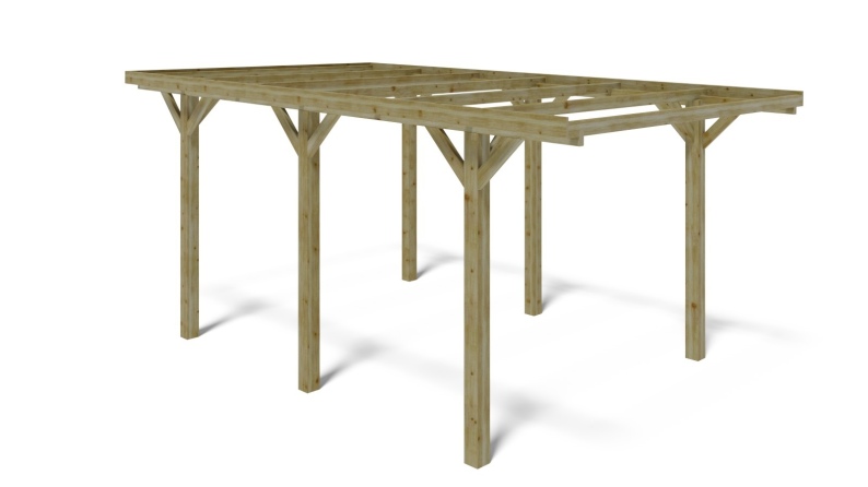 Carport Garagendach 3.04x5.12 m - 15.56 m2