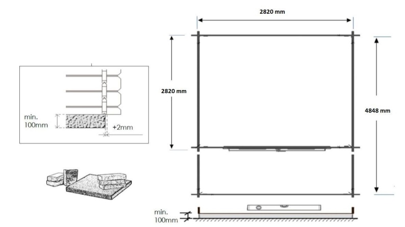 Gartenhaus, Gerätehaus – 3x3 m mit Anbau 3x2.76 m - 15 m² – Imprägniert
