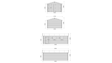 Autogarage aus Holz - 21m2 - 3.5x6m - 28mm - Imprägniert