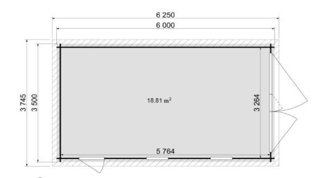 Autogarage aus Holz - 21m2 - 3.5x6m - 28mm - Imprägniert