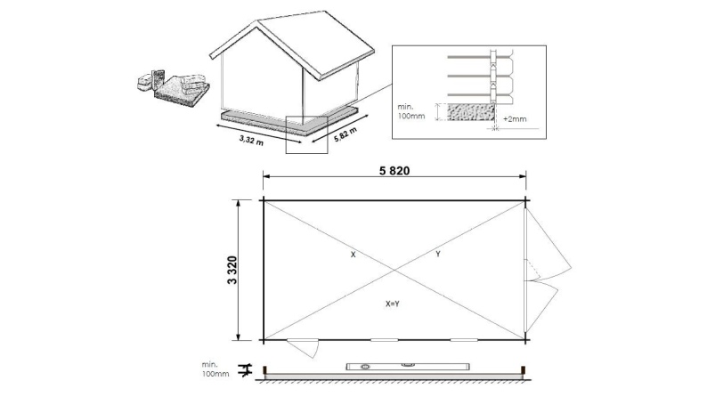 Autogarage aus Holz - 21m2 - 3.5x6m - 28mm - Imprägniert