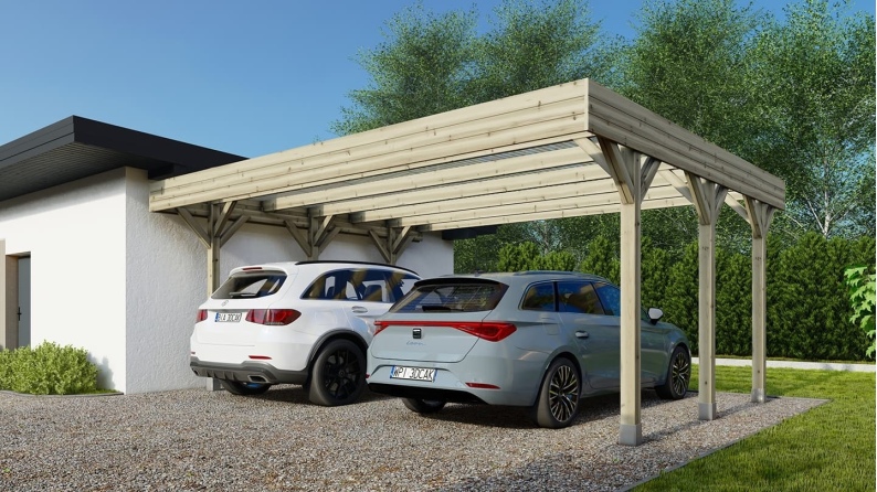 Carport Garagendach 6.06x5.03 m - 30 m2 - PVC-Abdeckung 