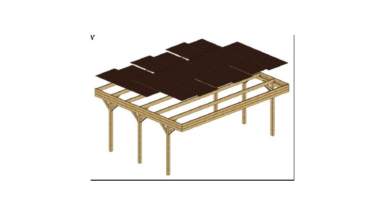 Carport Garagendach 6.06x5.03 m - 30 m2 - PVC-Abdeckung 