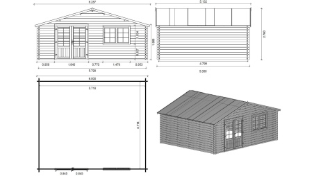 Gartenhaus, Gerätehaus 30m2 - 6x5m - 40mm