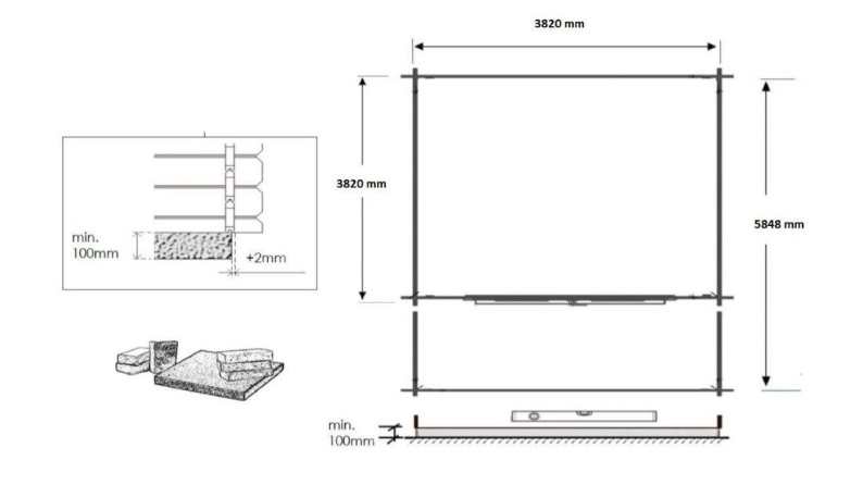Gartenhaus, Gerätehaus – 4x4 m mit Anbau 4x3.76 m - 24 m² – Imprägniert