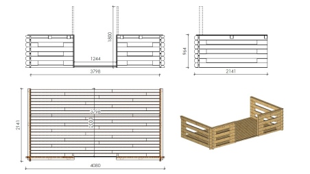 Gartenhaus, Gerätehaus – 4x4 m mit Anbau 4x3.72 m - 24 m²