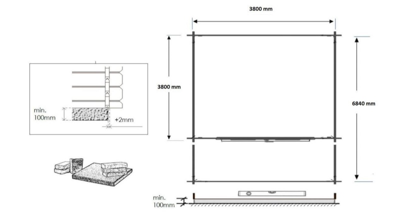 Gartenhaus, Gerätehaus – 4x4 m mit Anbau 4x3.72 m - 28 m²
