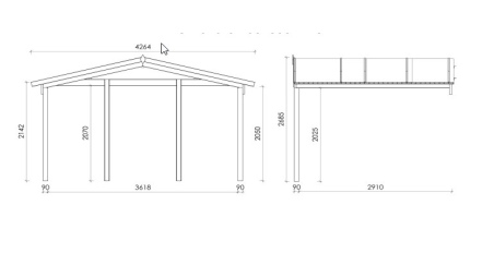 Gartenhaus, Gerätehaus – 4x4 m mit Anbau 4x3.72 m - 28 m²