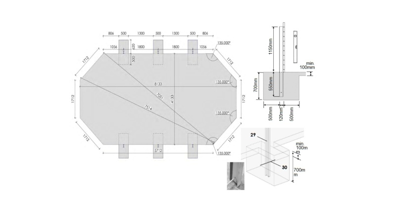 Holzpool 8.57x4.57 - H.1.31 m - mit Filtration und Schrank für Zubehör
