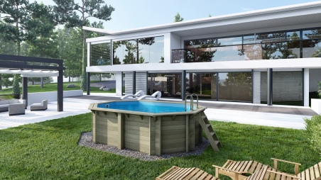 Holzpool Nemo 4.3x3 - H.1.18 m mit einzubetonierendem Profil