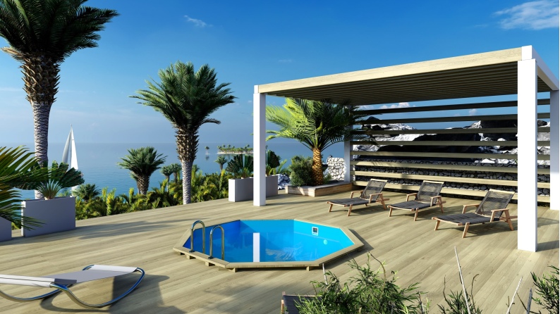 Holzpool Coral 3.25x3.25 - H.1.18 m Freistehend