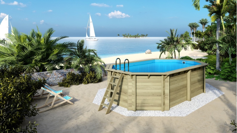 Holzpool Nemo 5.79x3.49 - H.1.45 m mit einzubetonierendem Profil