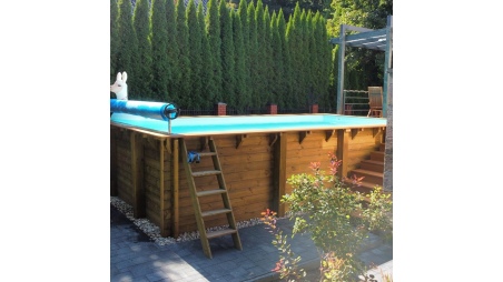 Holzpool Aqua 4.65x2.85 - H.1.24 m mit am Beton verschraubten Stützen