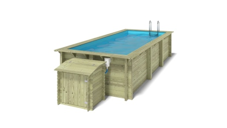 Holzpool Aqua 6.1x2.85 - H.1.31 m mit am Beton verschraubten Stützen