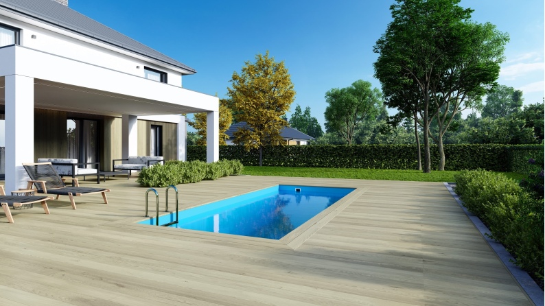 Holzpool Aqua 6.1x2.85 - H.1.31 m auf Rahmen ohne Betonierung