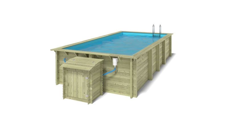Holzpool Aqua 7x3.75 - H.1.45 m mit am Beton verschraubten Stützen