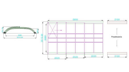 Poolüberdachungen Horizon - 5.95x3.08 m - 8 mm Hohlkammer-Polycarbonat - für pool BAS7305