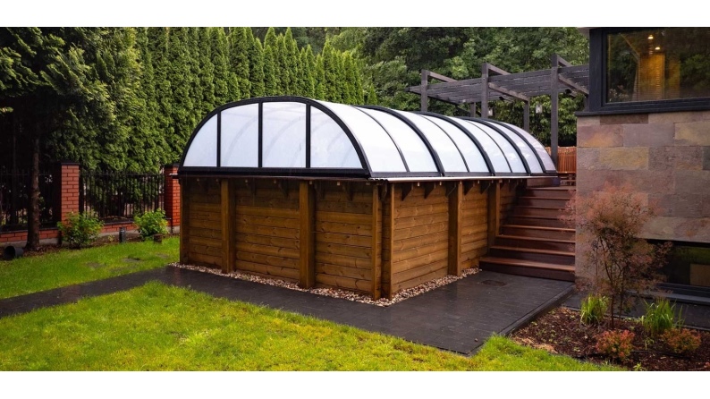 Poolüberdachungen Horizon - 5.95x3.08 m - 8 mm Hohlkammer-Polycarbonat - für pool BAS7305