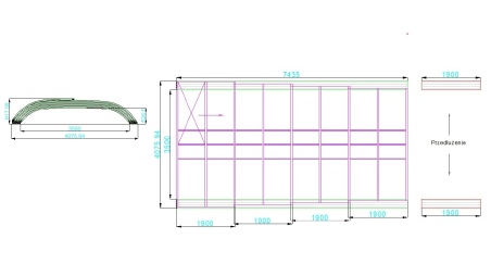 Poolüberdachungen Horizon - 7.43x3.5 m - 8 mm Hohlkammer-Polycarbonat - für pool BAS7308