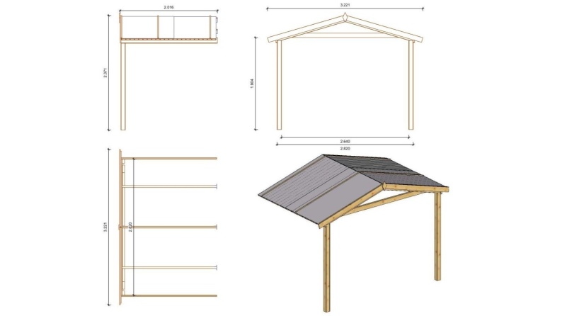 Gartenhaus, Gerätehaus – 3x3 m mit Anbau 3x2.76 m - 15 m²