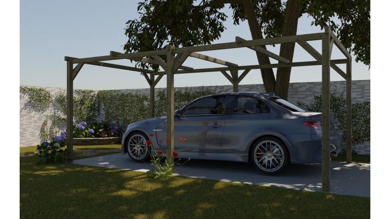 Carport Garagendach 3x5.1 m - 15.3 m2