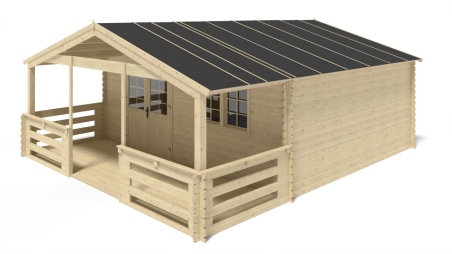 Veranda zum Gartenhaus 6x2m - Farbe Holz