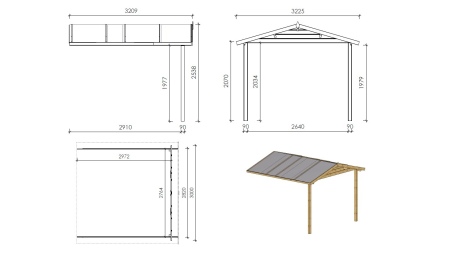 Gartenhaus, Gerätehaus – 3x3 m mit Anbau 3x2.76 m - 18 m²