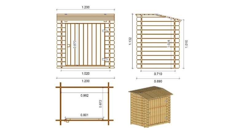 Gartenpoolschrank für Zubehör 1.2x0.89 m H.1.13 m - Imprägniert 