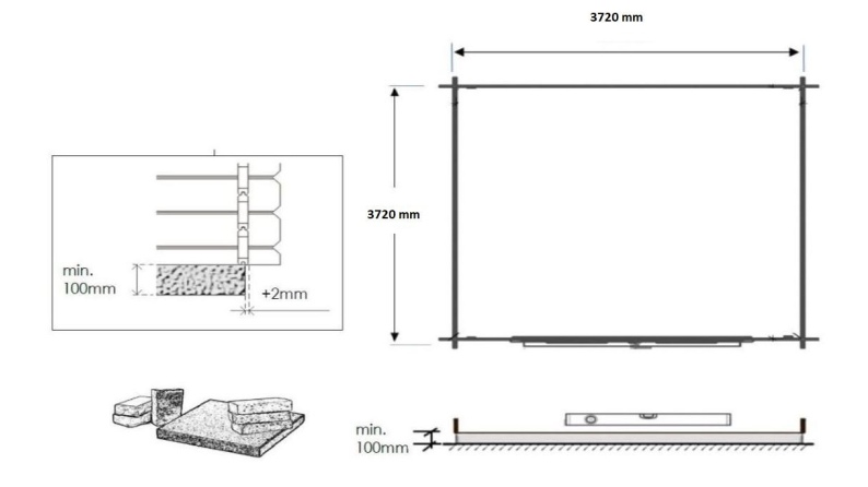 Gartenhaus, Gerätehaus 15.2m2 - 3.9x3.9m - 34mm - Imprägniert