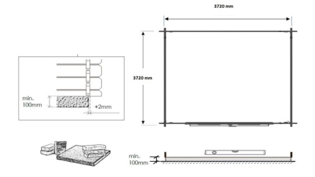 Gartenhaus, Gerätehaus 15.2m2 - 3.9x3.9m - 34mm - Imprägniert